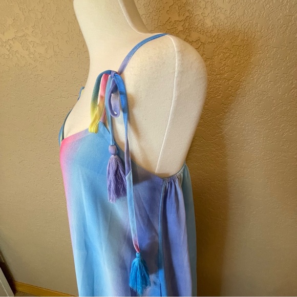 NWT Davi and Dani Rainbow Multi Ombre Tassel Tie Maxi Dress Size M - Picture 8 of 13